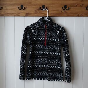 Eddie Bauer Women’s Quest fleece 1/4-Zip Printed Black Pullover Regular